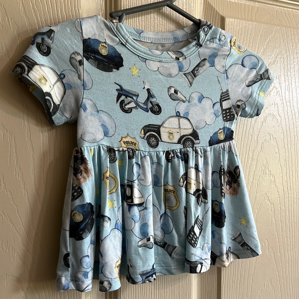 Posh Peanut Light Blue Police Gear Peplum Tee & Navy Bloomers - size 3-6 months